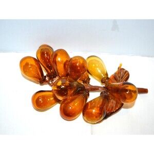 Glass Grapes 1970s Golden Amber Cluster